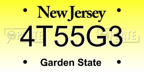 4T55G3 New Jersey License Plate