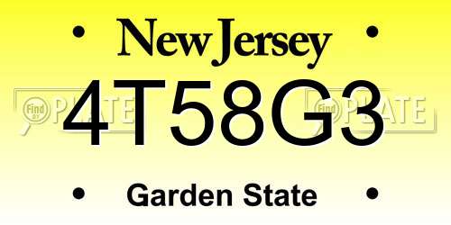 4T58G3 New Jersey License Plate