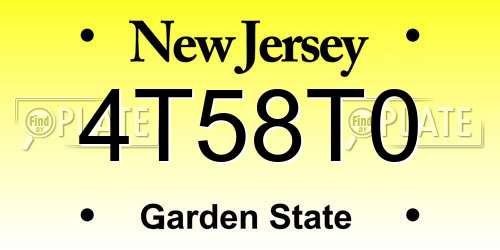 4T58T0 New Jersey License Plate