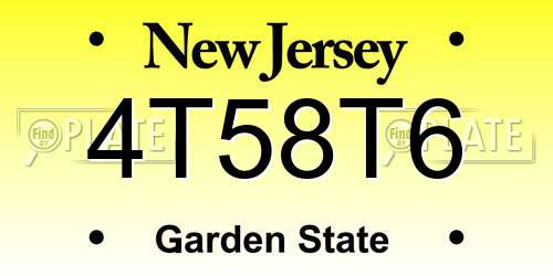 4T58T6 New Jersey License Plate