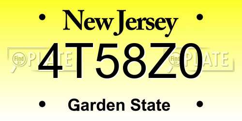 4T58Z0 New Jersey License Plate