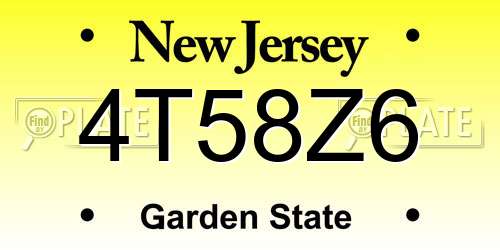 4T58Z6 New Jersey License Plate