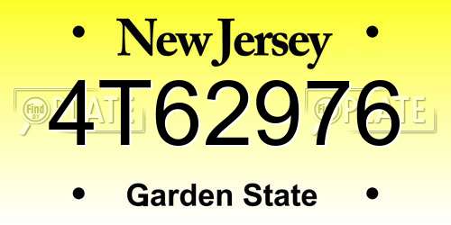 4T62976 New Jersey License Plate