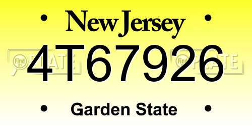 4T67926 New Jersey License Plate