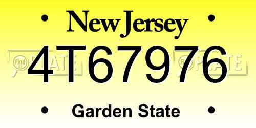 4T67976 New Jersey License Plate