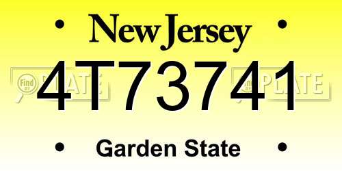 4T73741 New Jersey License Plate