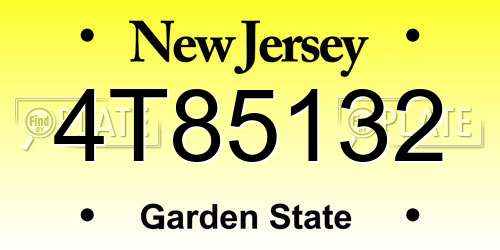 4T85132 New Jersey License Plate