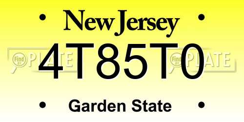 4T85T0 New Jersey License Plate