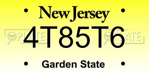 4T85T6 New Jersey License Plate