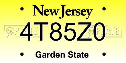 4T85Z0 New Jersey License Plate