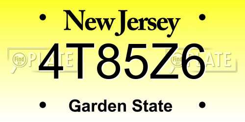 4T85Z6 New Jersey License Plate