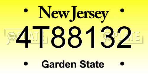 4T88132 New Jersey License Plate