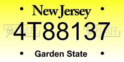 4T88137 New Jersey License Plate