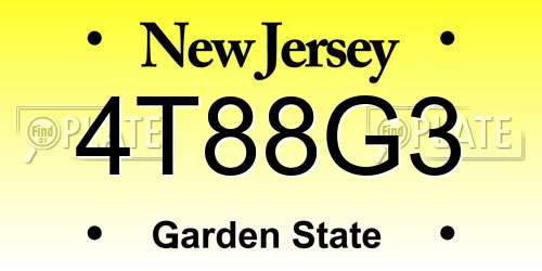 4T88G3 New Jersey License Plate