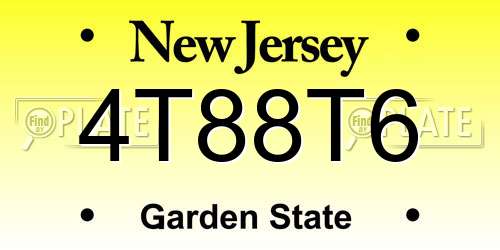 4T88T6 New Jersey License Plate