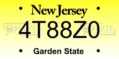 4T88Z0 New Jersey License Plate