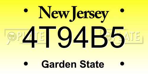 4T94B5 New Jersey License Plate
