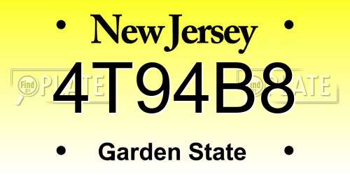 4T94B8 New Jersey License Plate