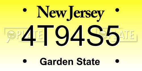 4T94S5 New Jersey License Plate