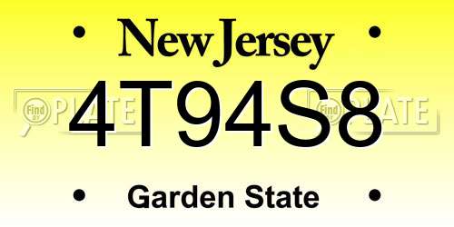 4T94S8 New Jersey License Plate