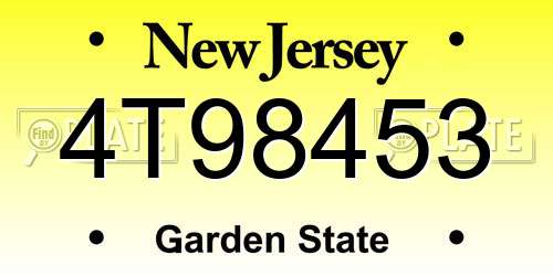 4T98453 New Jersey License Plate