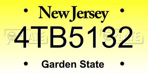 4TB5132 New Jersey License Plate