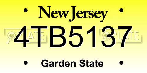 4TB5137 New Jersey License Plate