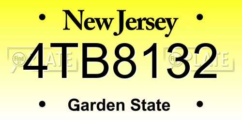 4TB8132 New Jersey License Plate