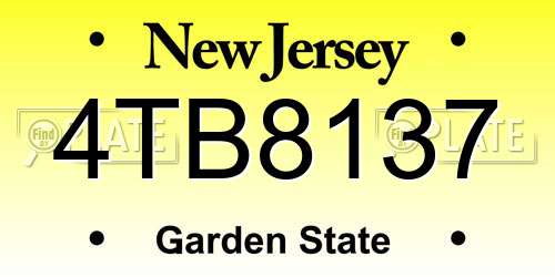 4TB8137 New Jersey License Plate
