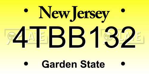 4TBB132 New Jersey License Plate