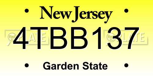 4TBB137 New Jersey License Plate