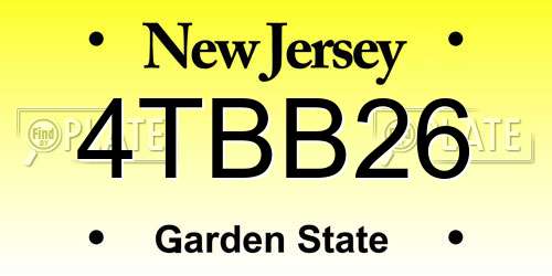 4TBB26 New Jersey License Plate