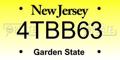 4TBB63 New Jersey License Plate