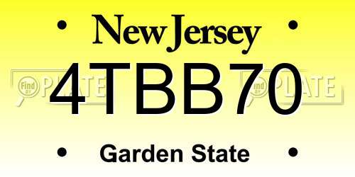 4TBB70 New Jersey License Plate