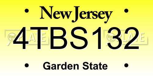 4TBS132 New Jersey License Plate