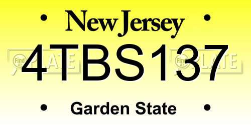 4TBS137 New Jersey License Plate