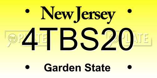 4TBS20 New Jersey License Plate