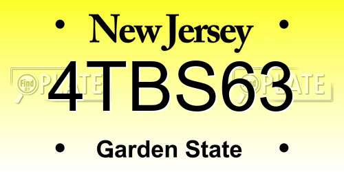 4TBS63 New Jersey License Plate