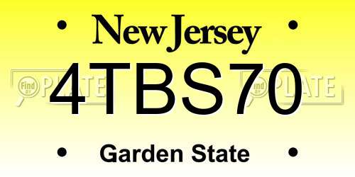 4TBS70 New Jersey License Plate
