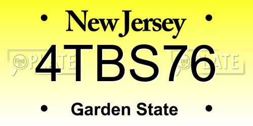 4TBS76 New Jersey License Plate