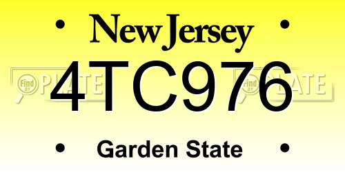 4TC976 New Jersey License Plate