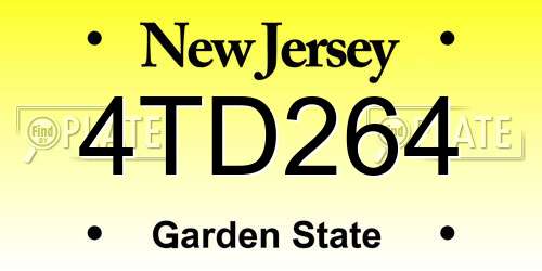4TD264 New Jersey License Plate