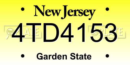 4TD4153 New Jersey License Plate
