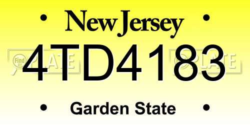 4TD4183 New Jersey License Plate