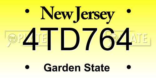 4TD764 New Jersey License Plate