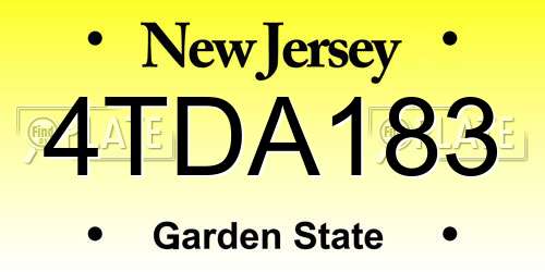 4TDA183 New Jersey License Plate