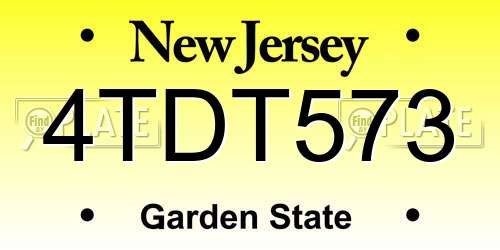 4TDT573 New Jersey License Plate