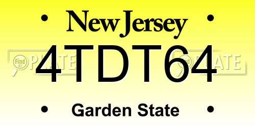 4TDT64 New Jersey License Plate
