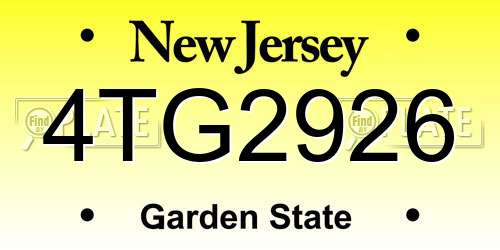 4TG2926 New Jersey License Plate