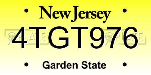 4TGT976 New Jersey License Plate